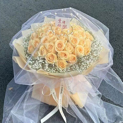 济宁52朵香槟玫瑰满天星，你就是我的全部