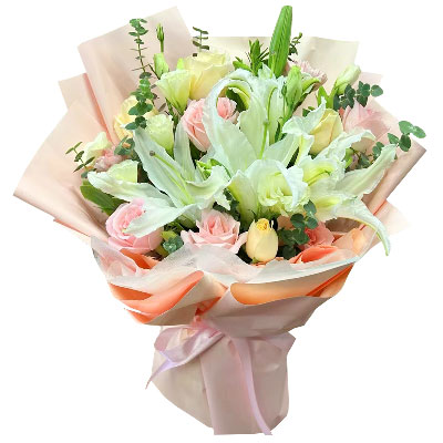 济宁10朵玫瑰百合混搭，爱是难忘时刻